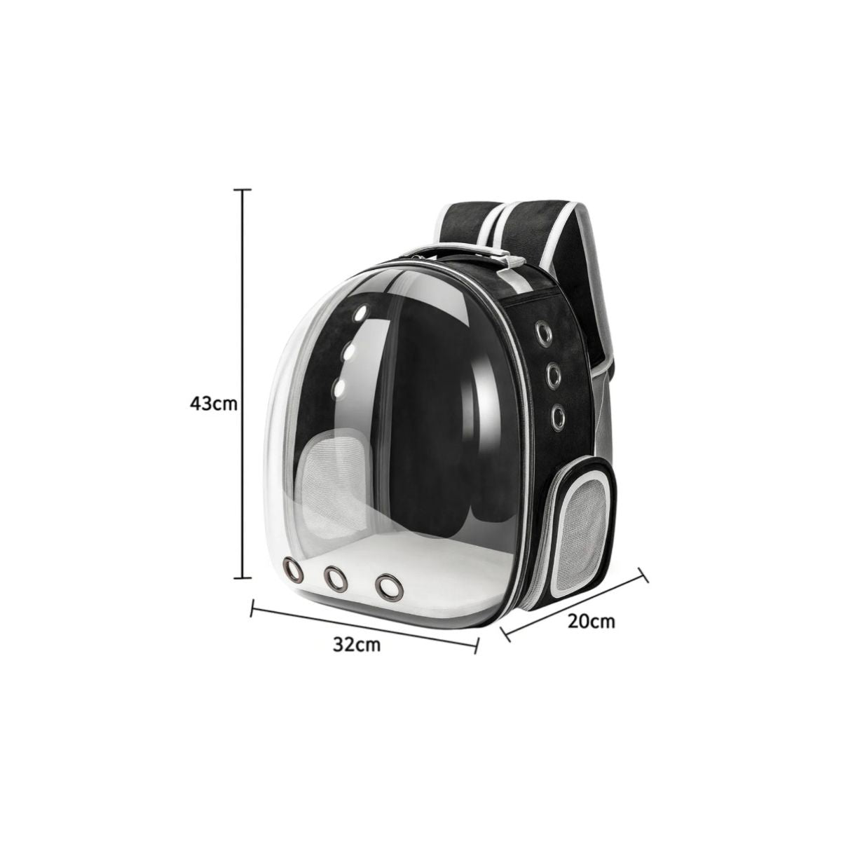 Mochila Bolso Transparente Mascota Negro